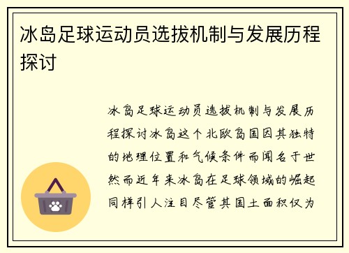 冰岛足球运动员选拔机制与发展历程探讨